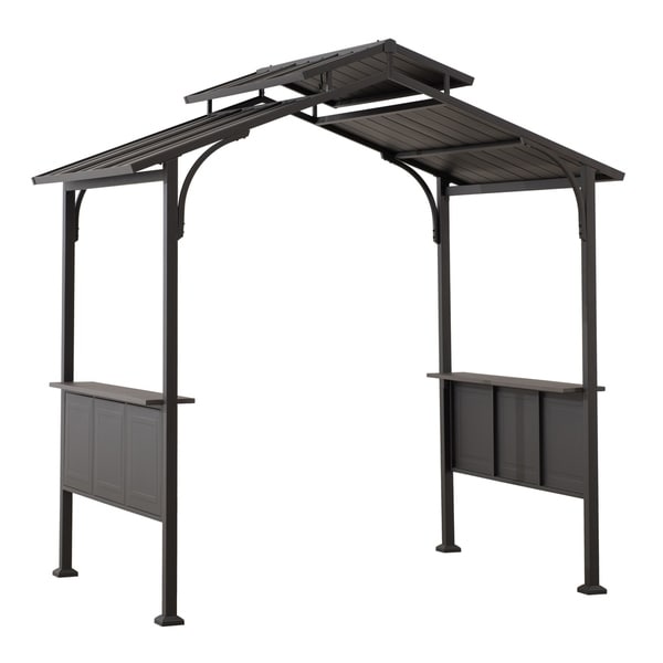 Shop Sunjoy 5 ft. x 8 ft. Brown Steel 2tier Grill Gazebo Hardtop