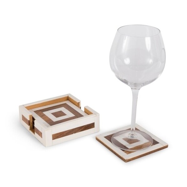 glass coaster set with holder