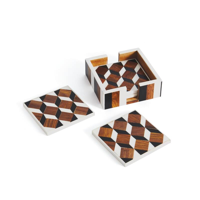 6 Piece Coaster Set with Holder