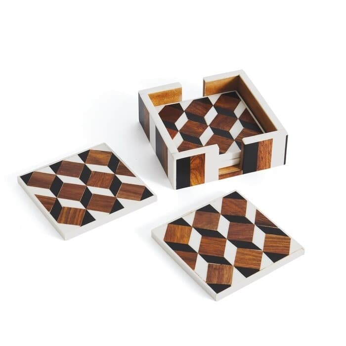 6 Piece Coaster Set with Holder