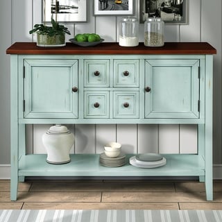 Overstock Cambridge Series Buffet Sideboard Console Table with Bottom Shelf (Blue)