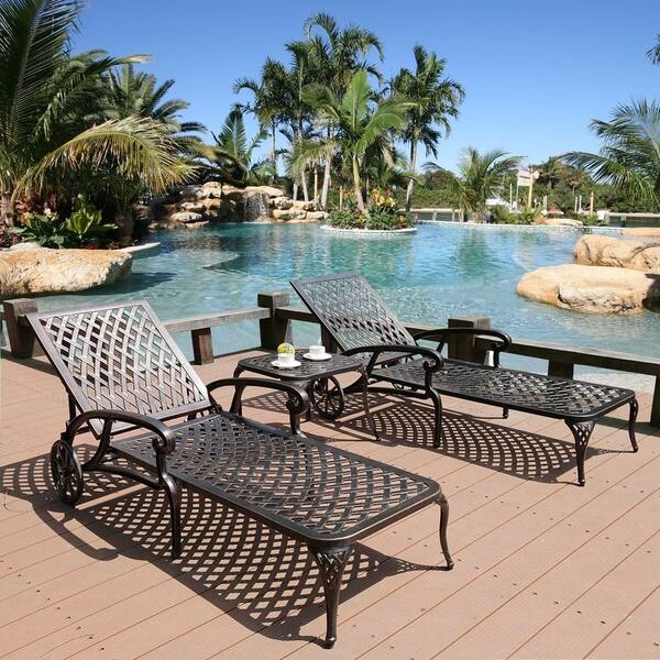 Shop Chaise Outdoor Aluminum Wheels Lounges Chair Adjustable Reclining Patio Furniture Set Pack Of 2 Overstock 30584713