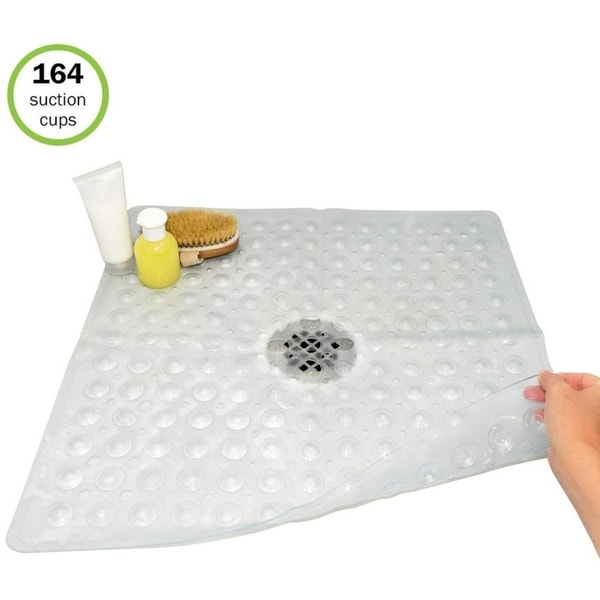 square shower mat with drain hole