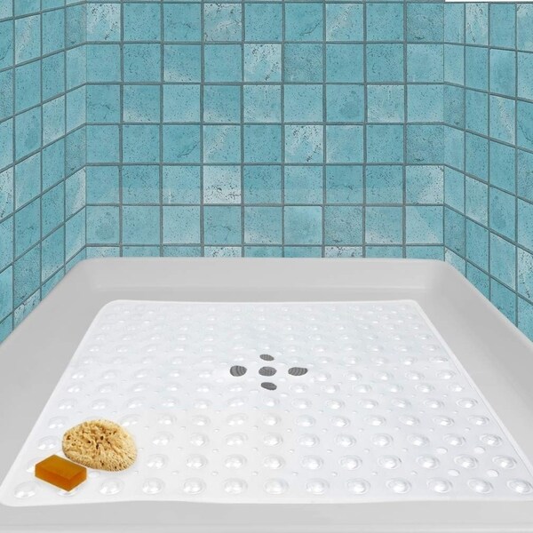 square shower mat with drain hole