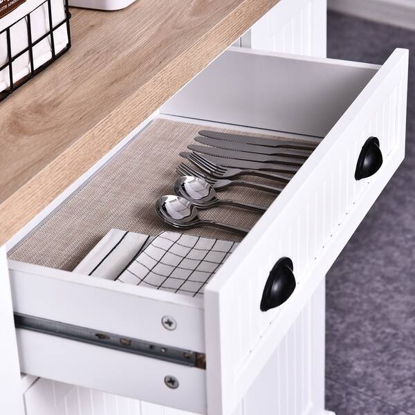 Shop Homcom Fluted Style Wooden Kitchen Island Storage Cabinet