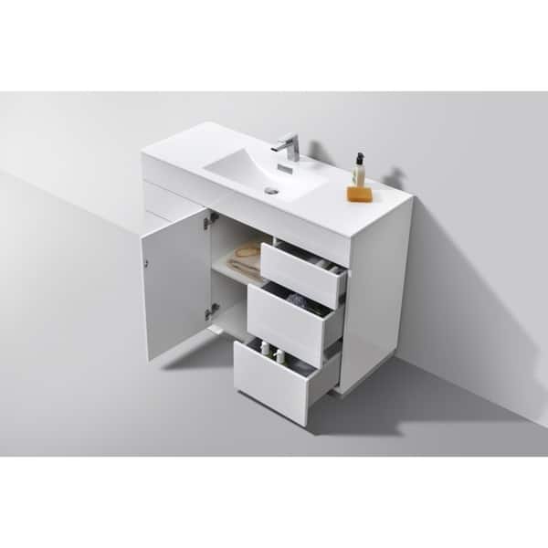 Milano 48 High Gloss White Floor Mount Modern Bathroom Milano 48 High Gloss White Floor Mount