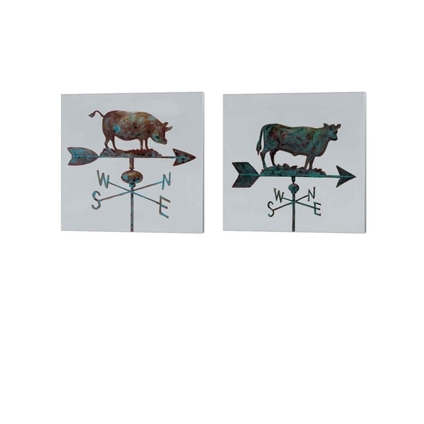 Arnie Fisk 'Rural Relic Pig & Cow' Canvas Art (Set of 2)