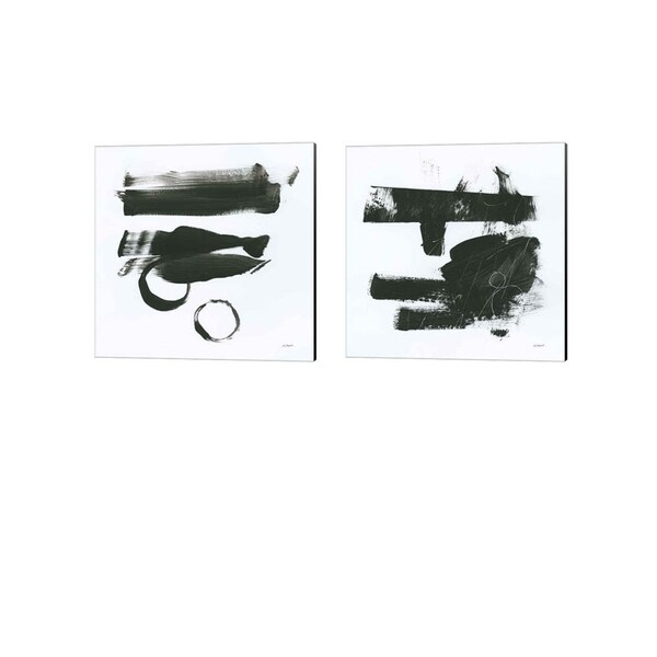 Mike Schick 'Gold and Black Element' Canvas Art (Set of 2)
