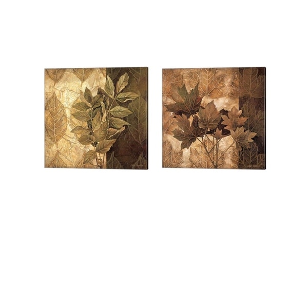 Linda Thompson 'Leaf Patterns' Canvas Art (Set of 2)