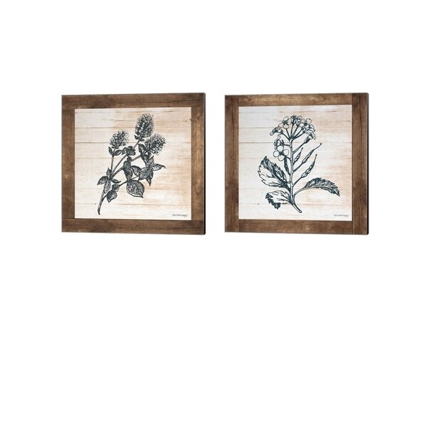 Front Porch Pickins 'Petals on Planks - Mint & Mustard' Canvas Art (Set of 2)