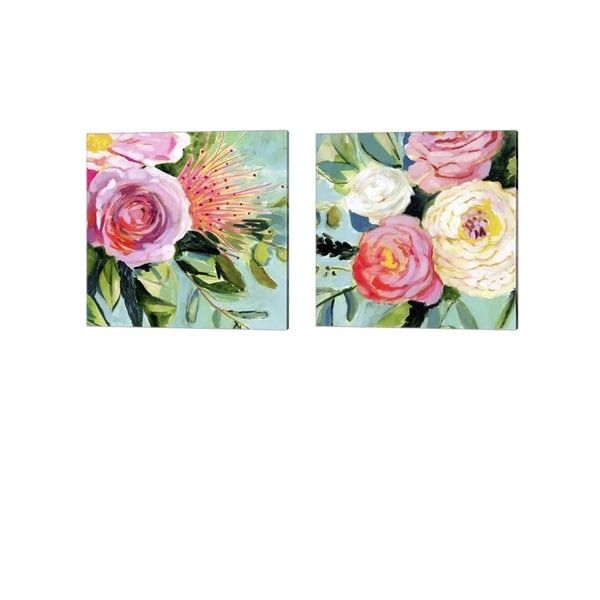 Victoria Borges 'Brushy Floral' Canvas Art (Set of 2)
