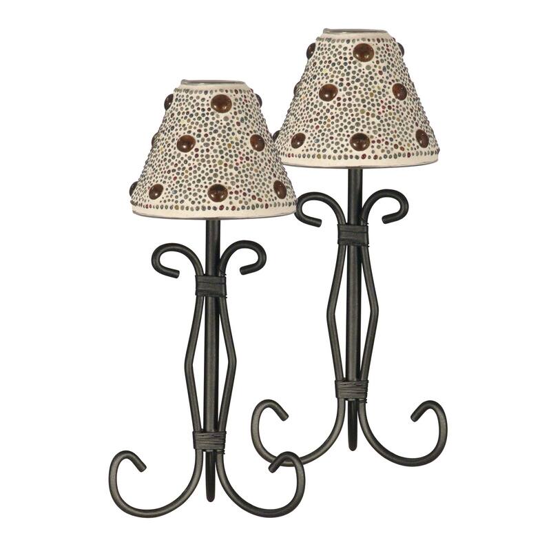 Springdale 12H Bead Jewel Cone 2-Piece Mosaic Art Glass Candle Votives