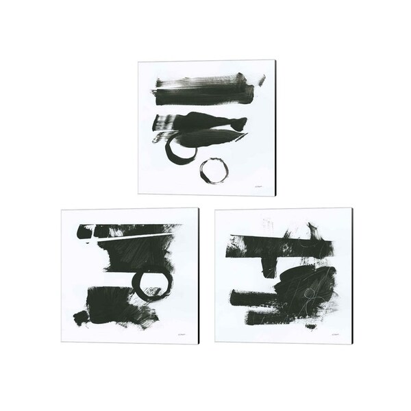 Mike Schick 'Gold and Black Elements' Canvas Art (Set of 3)