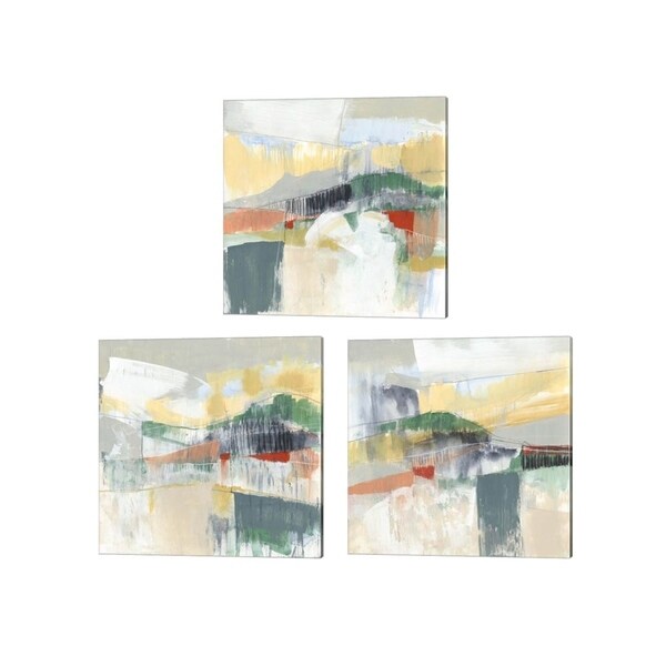 Jennifer Goldberger 'Abstracted Mountainscape' Canvas Art (Set of 3)