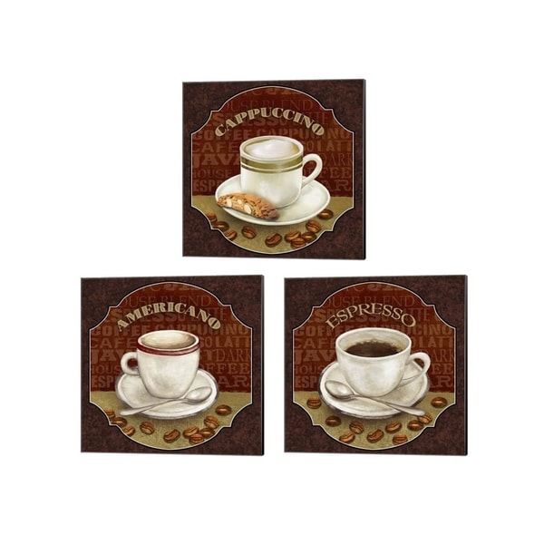 Abby White 'Coffee Illustration' Canvas Art (Set of 3)