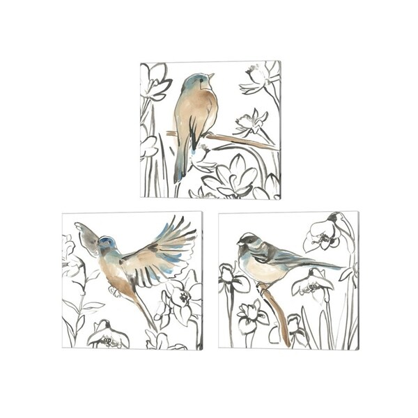 June Erica Vess 'Songbird Meadow' Canvas Art (Set of 3)