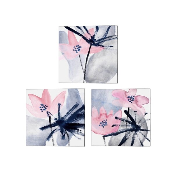 Melissa Wang 'Pink Water Lilies' Canvas Art (Set of 3)
