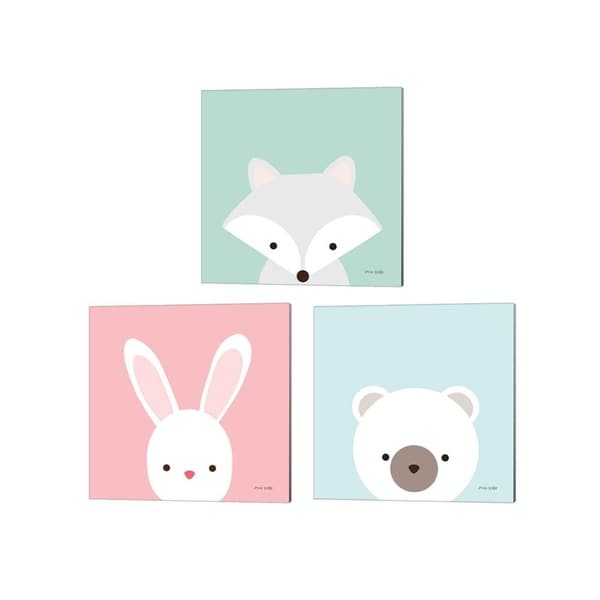 Ann Kelle 'Cuddly Fox, Bear & Bunny' Canvas Art (Set of 3)