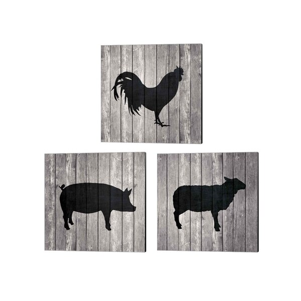 Tandi Venter 'Barn Pig, Rooster & Sheep' Canvas Art (Set of 3)