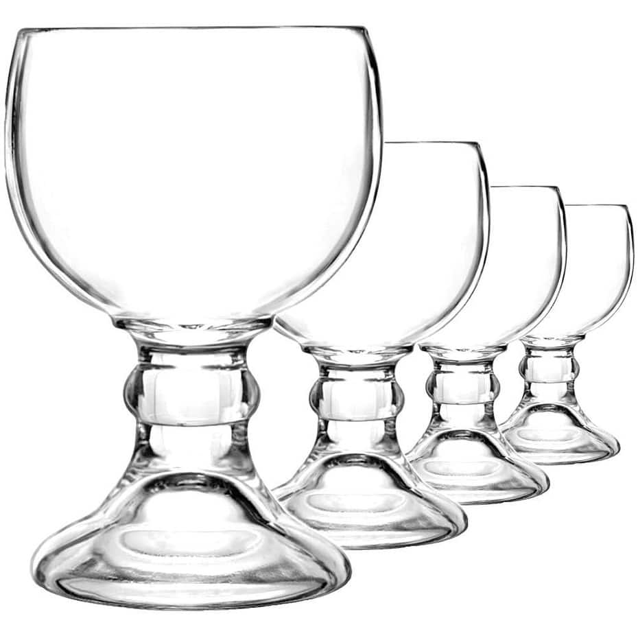 Schooner Style Beer & Shrimp Cocktail Glass 18 Oz - Extra Large Crystal Style Goblets for Margaritas Micheladas - 4 Pack