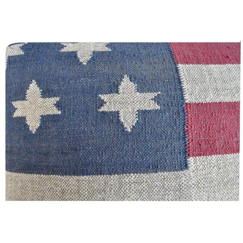 Handmade Kilim Upholstered Ottoman (India) - 31" x 31" x 15"