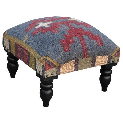 Handmade Kilim Upholstered Footstool (15 x 15 x 12)