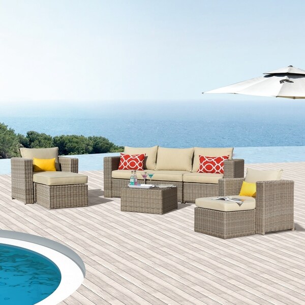 Shop Ovios Patio furnitue, Outdoor Furniture 8 Piece Sets,Morden Wicker ...