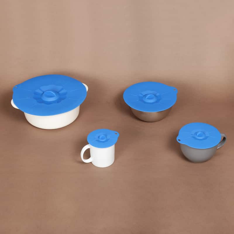 Creative Home Blue Silicone Suction Lid Set (Set of 4)
