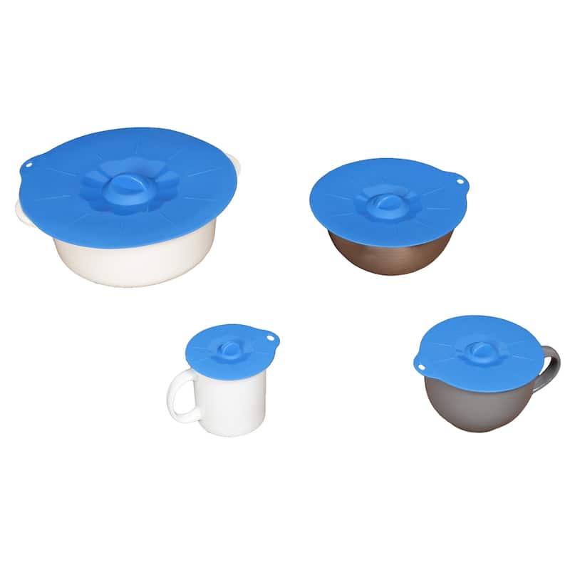 Creative Home Blue Silicone Suction Lid Set (Set of 4)