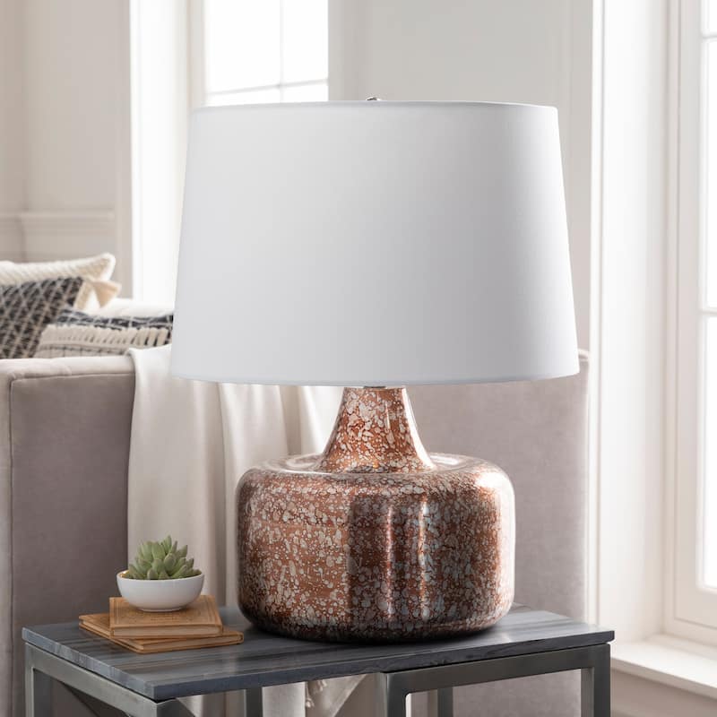 Maunie Antiqued Mid-Century Table Lamp - 23.5"H x 18"W x 18"D