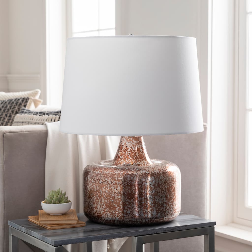 Maunie Antiqued Mid-Century Table Lamp - 23.5"H x 18"W x 18"D