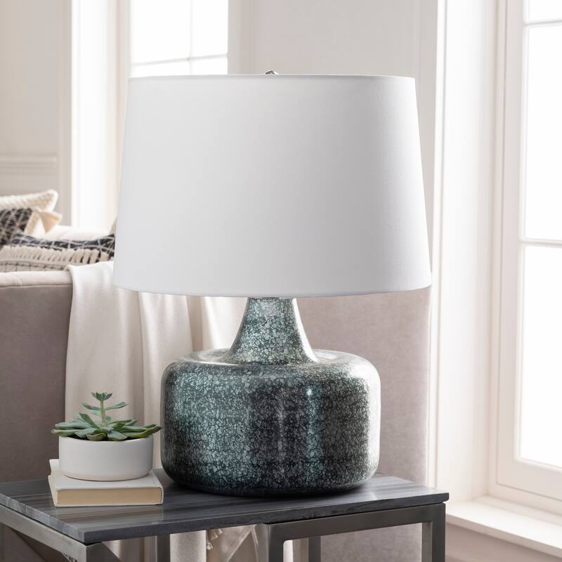 Maunie Antiqued Mid-Century Table Lamp - 23.5"H x 18"W x 18"D - Grey