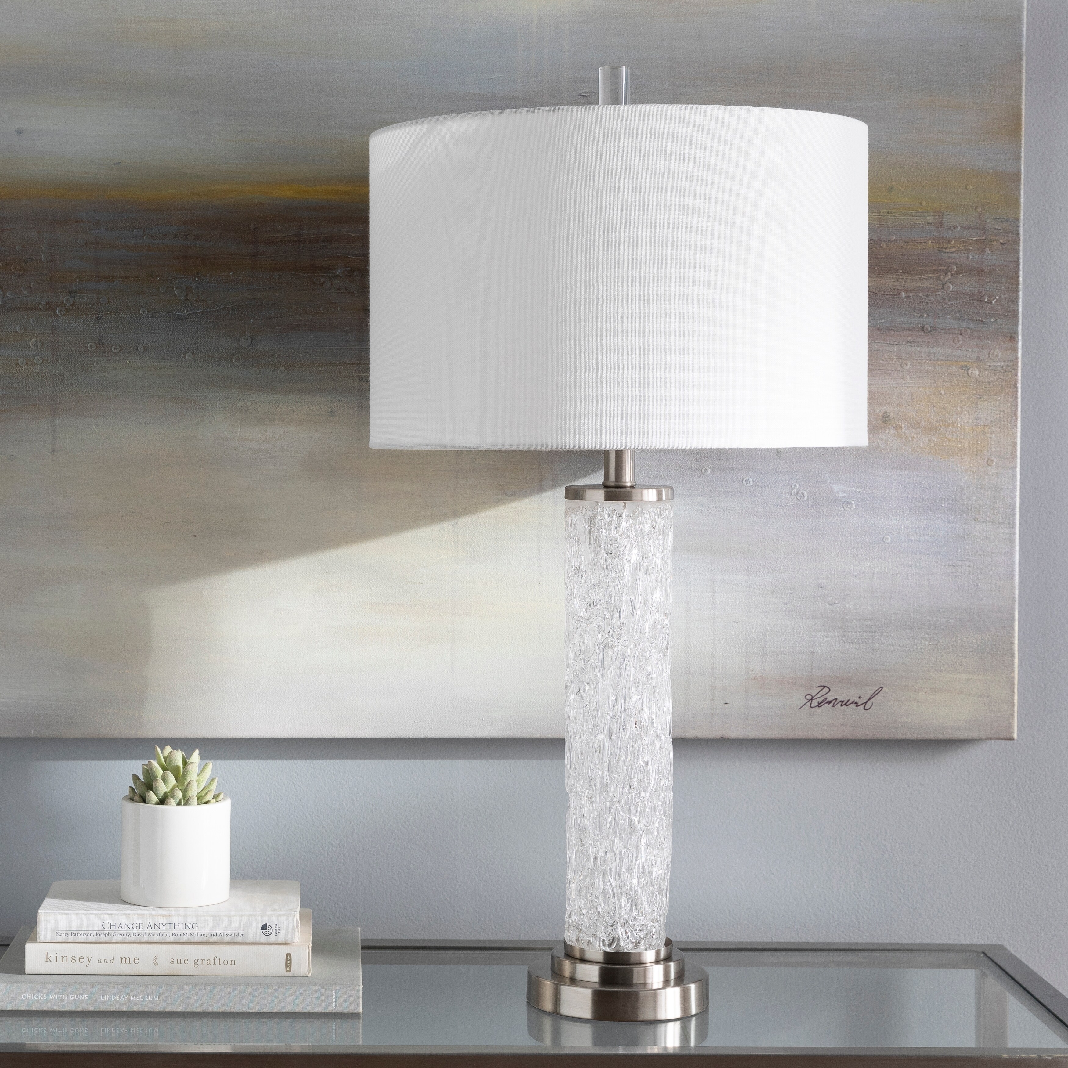 textured glass table lamp