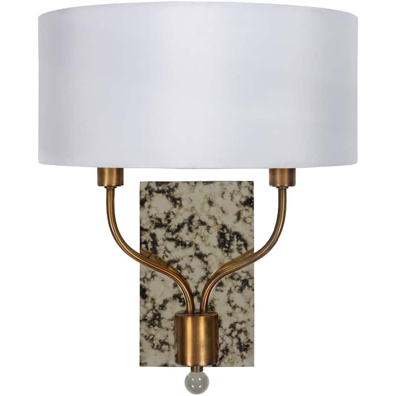 Ortley Glam Mercury Glass 2-Light Wall Sconce - 8"H x 4.5"W x 1.38"D - Brass