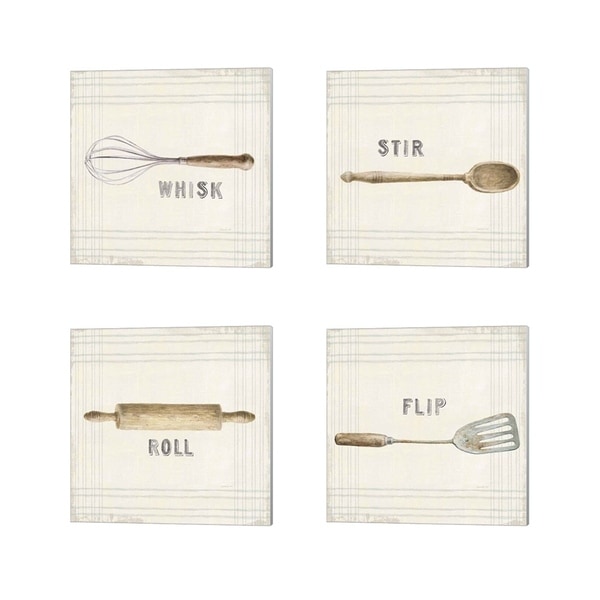Danhui Nai 'Floursack Kitchen Sign Neutral Sq' Canvas Art (Set of 4)