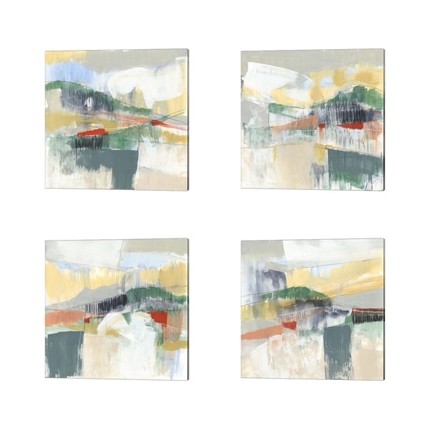Jennifer Goldberger 'Abstracted Mountainscape' Canvas Art (Set of 4)