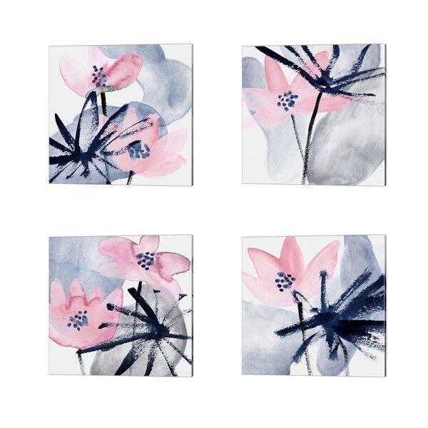 Melissa Wang 'Pink Water Lilies' Canvas Art (Set of 4)
