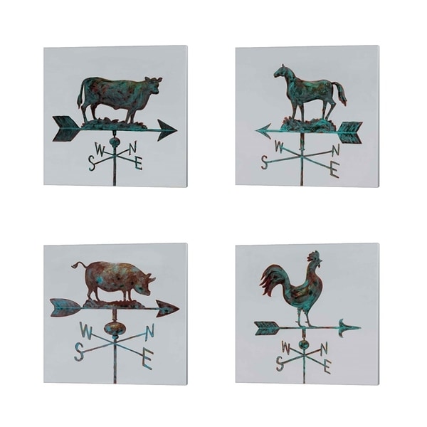 Arnie Fisk 'Rural Relic - Cow, Horse, Pig & Rooster' Canvas Art (Set of 4)