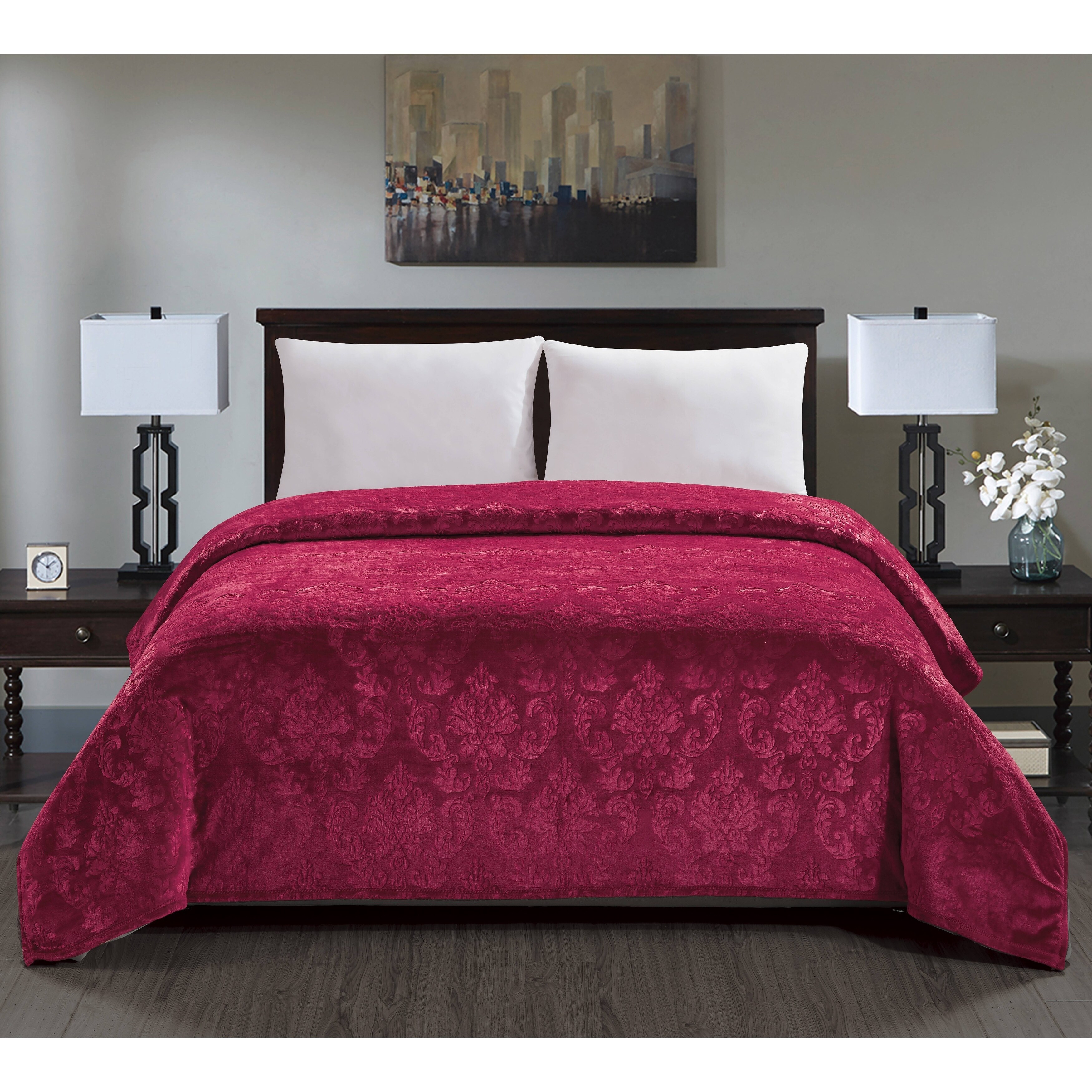 Versaille Blanket Queen Burgundy