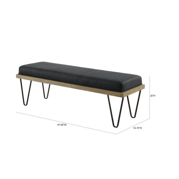 Coaster Furniture Chad Dark Blue Upholstered Bench with Hairpin Legs On Sale Bed Bath