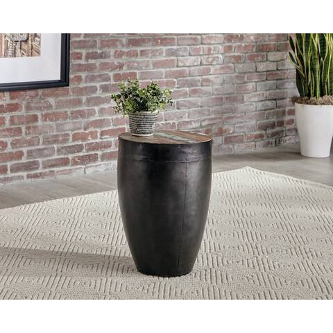 Natural and Black Drum Base End Table