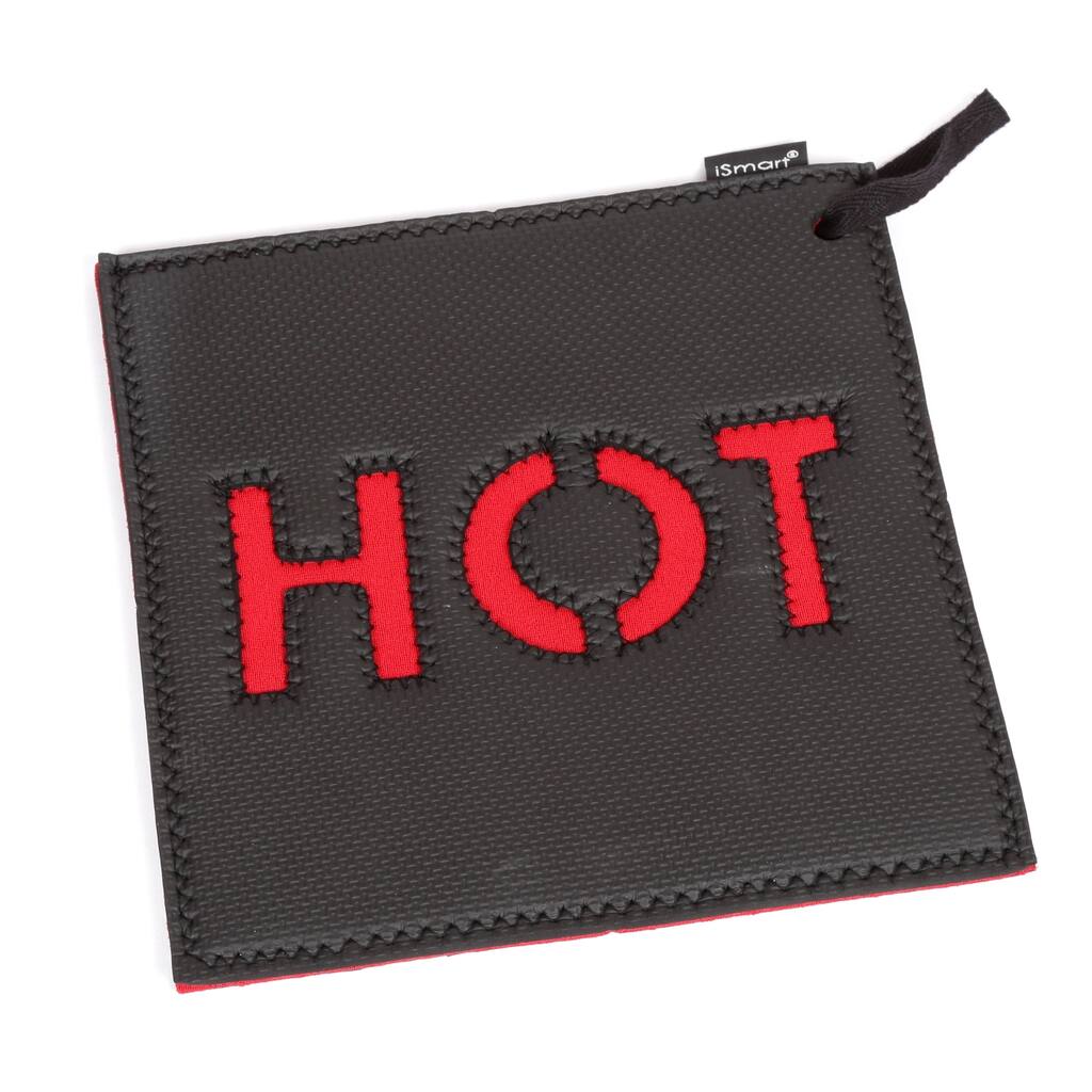 Creative Home Black Neoprene Square Trivet, Pot Holder - Hot Print