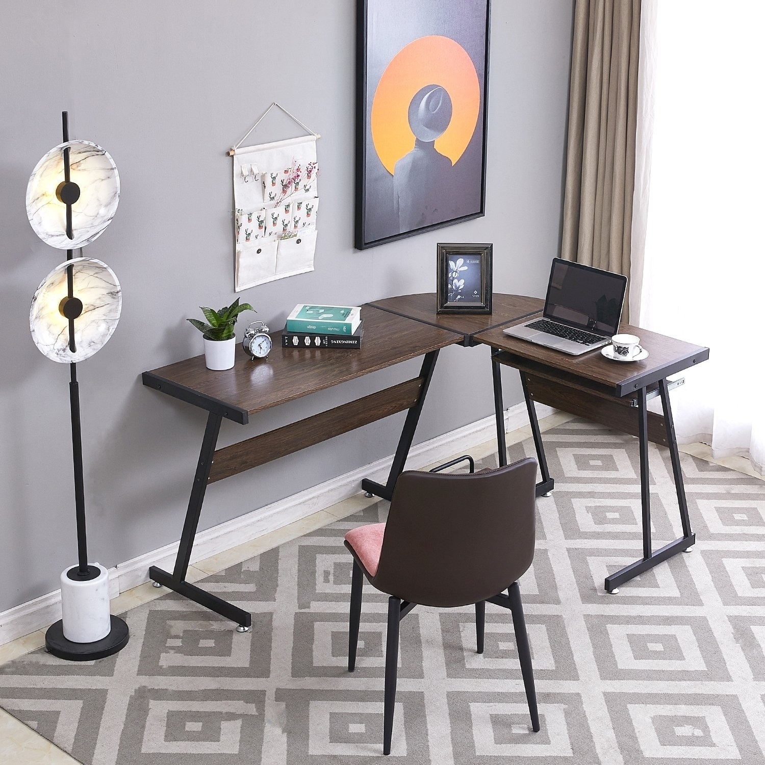 Shop Reversible Brown Gaming Desk Corner Desk Modern L Shaped Desk