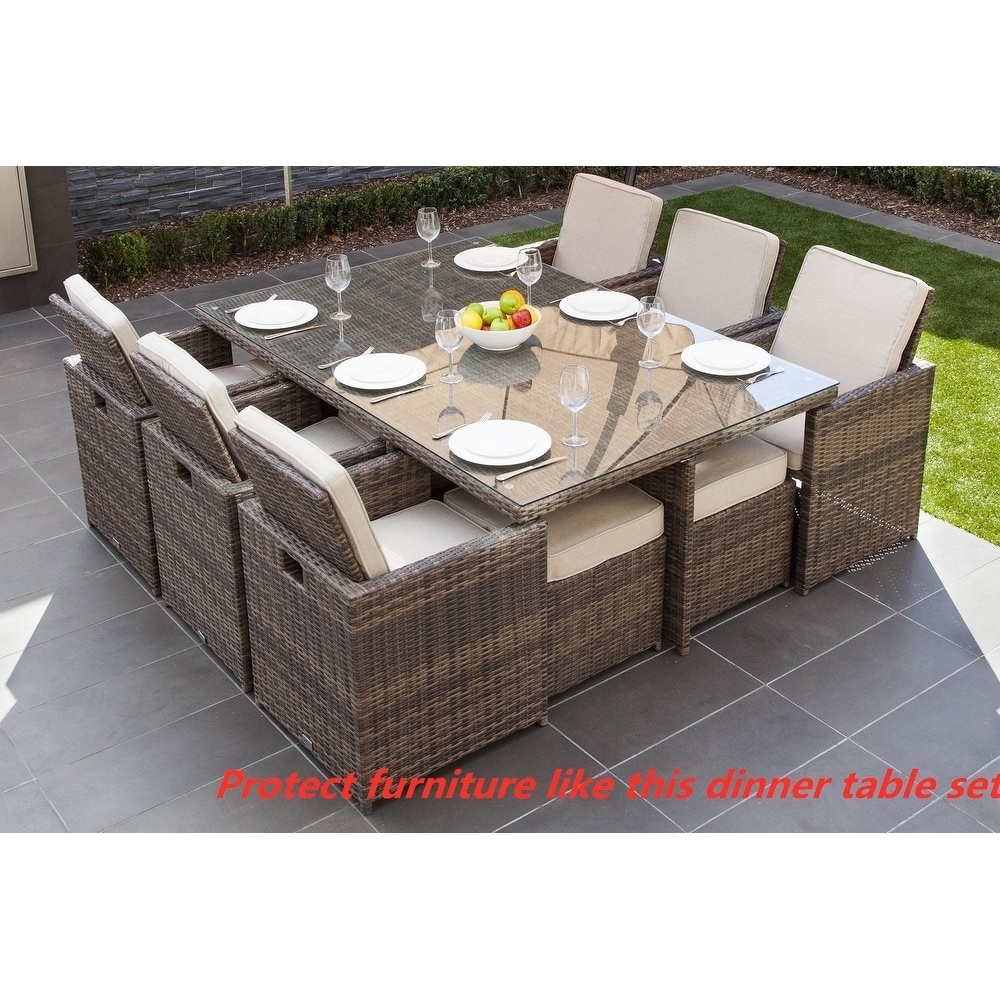 Shop Direct Wicker Square Patio Dining Set Rain Cover 77 W X 51 D X 30 H Overstock 30600136