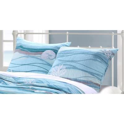 20 x 26 Cotton Pillow Sham, Beach Theme, Set of 2, Blue
