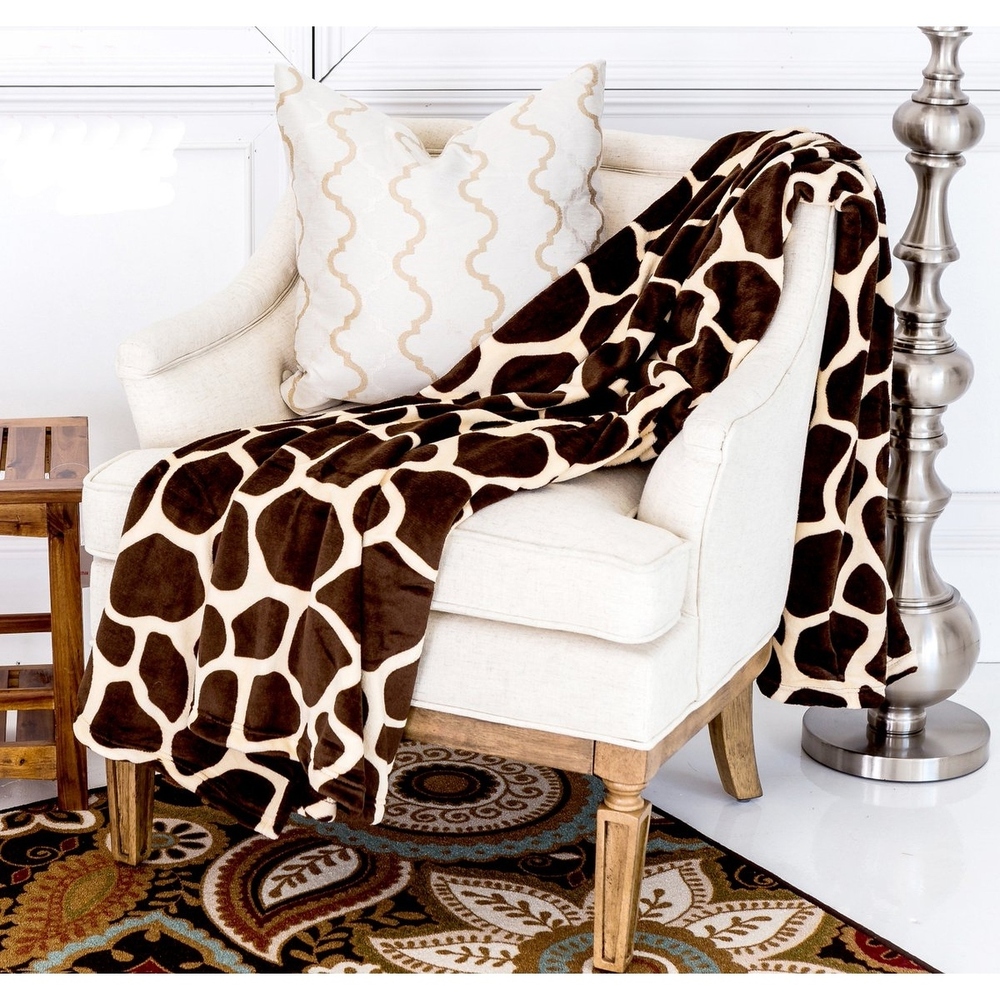 Super Soft Micro Plush Flannel Bed Giraffe Skin Print Blanket
