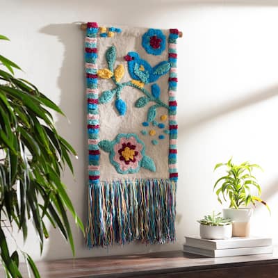 Artistic Weavers Eulalie Hand Woven 16 x 26 Floral Wall Tapestry - 16" x 26"