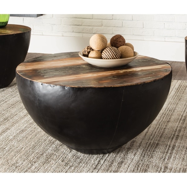 Shop The Curated Nomad Barroilhet Reclaimed Wood Drum Base Coffee Table ...