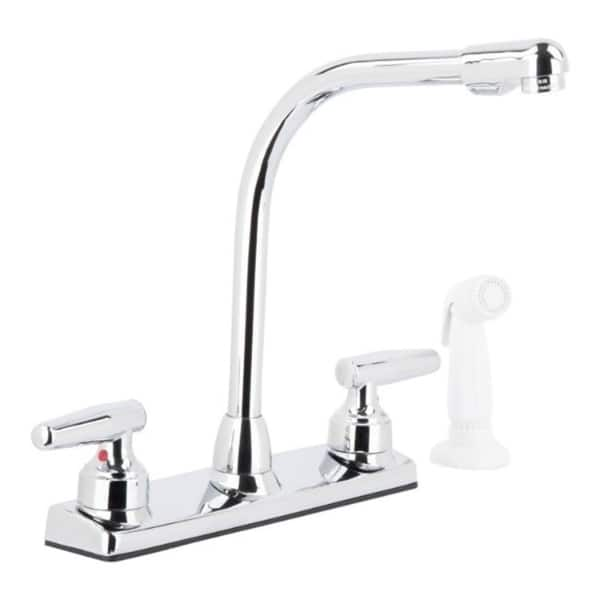 LDR High Rise Spout Two Handle Chrome Kitchen Faucet Side Sprayer ...