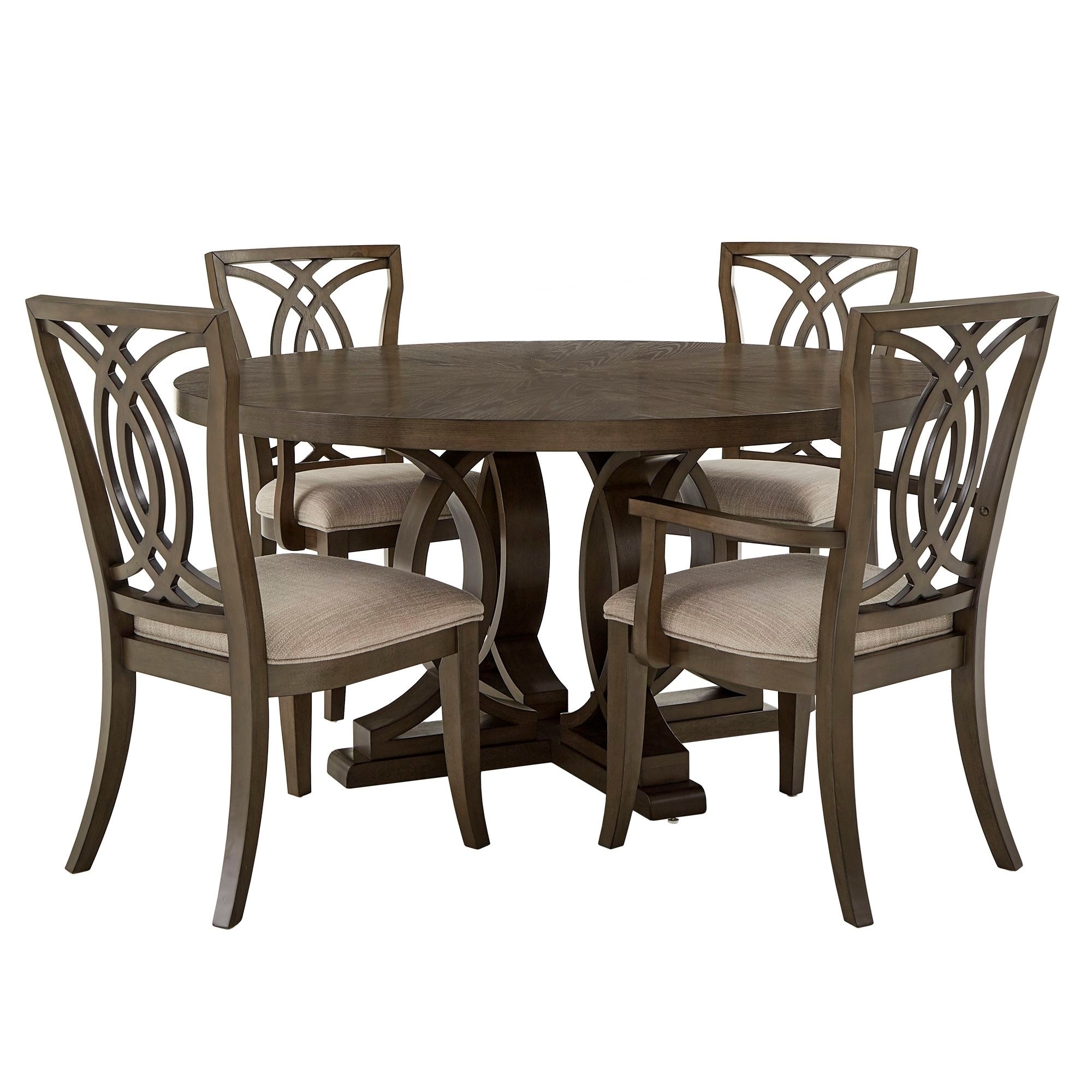 Nadine Dark Walnut Finish Glass Table Top Round Dining Set - Curved Back  Chairs by iNSPIRE Q Modern - On Sale - Bed Bath & Beyond - 18218122